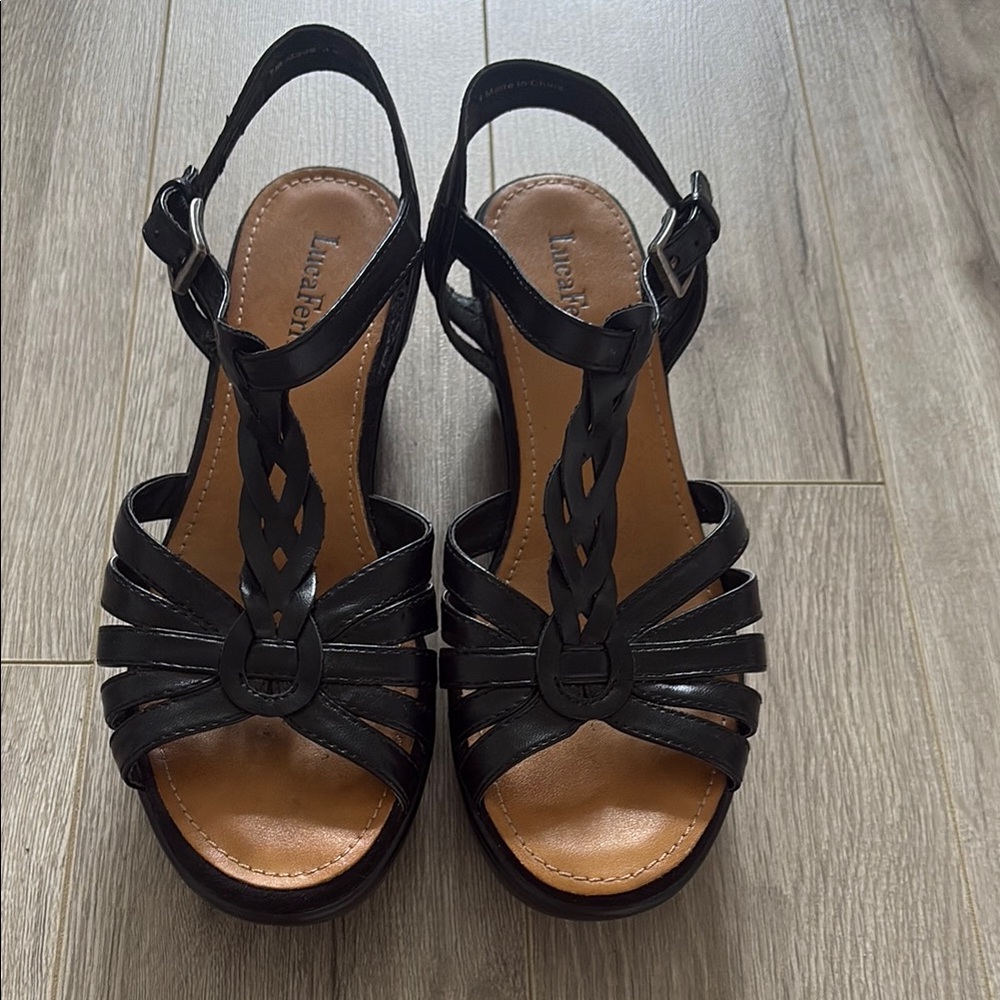 Lands' End Black Braided Sandals
